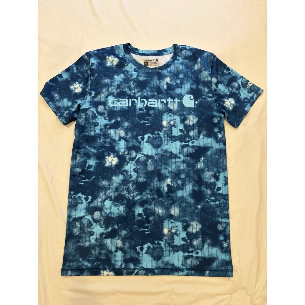 Carhartt Shirt Boy's Large (14-16) Blue Tie Dye Cool Fast Dry